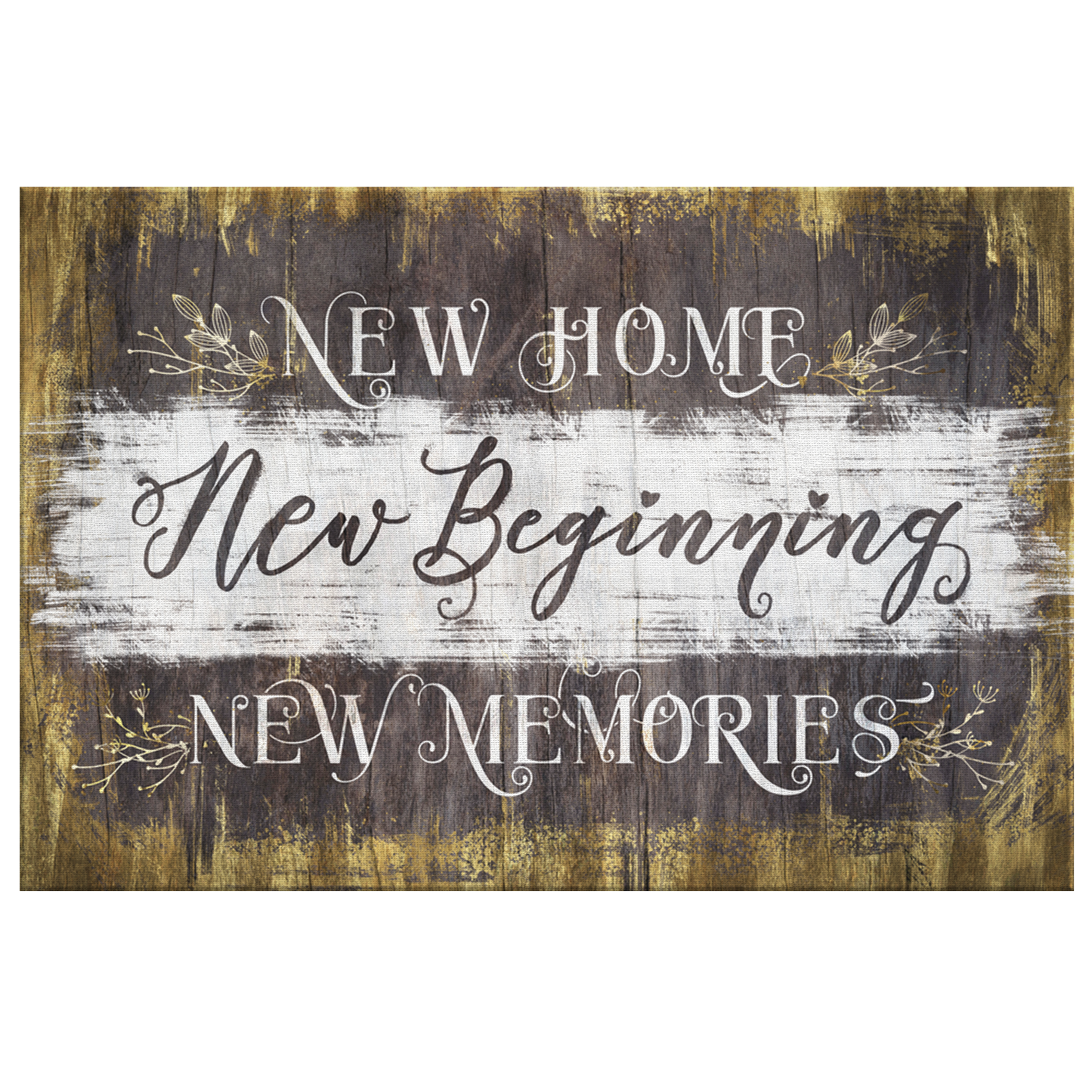 "New Home, New Memories" Premium Rustic Canvas
