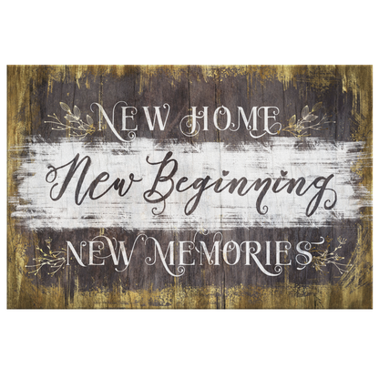 "New Home, New Memories" Premium Rustic Canvas