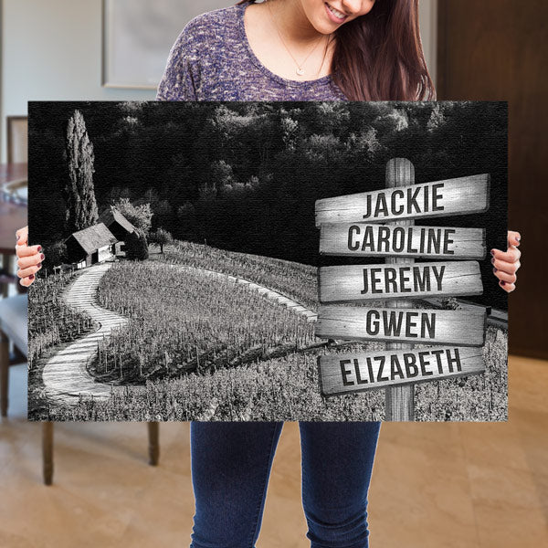 Personalized Names "Heart-Shaped Lane" Premium Canvas Wall Art