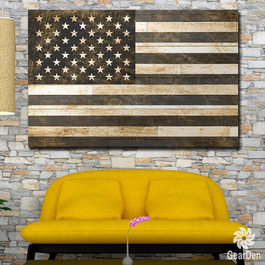 "Black And White American Flag" Premium Canvas