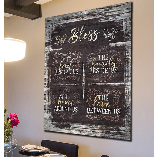 "Bless The Food, Family, Home, Love" Premium Canvas