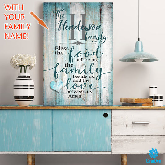 Personalized "Food, Family, Love" Premium Canvas