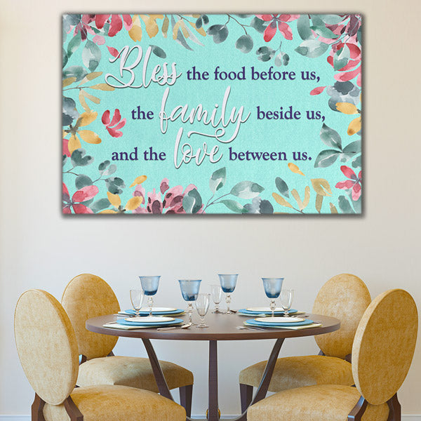 "Food, Family, Love" Watercolor Premium Canvas