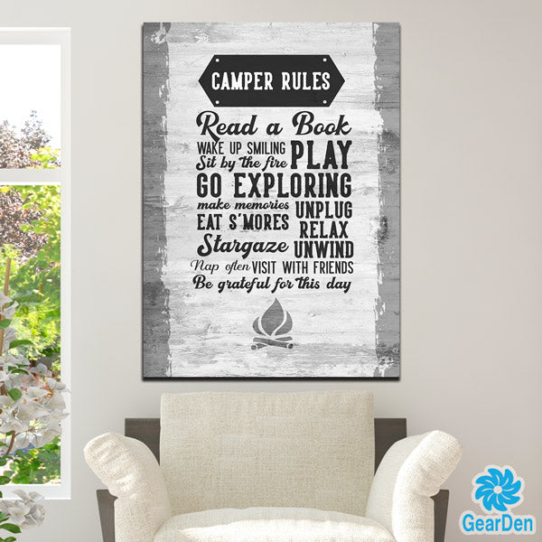 "Camper Rules" Premium Canvas sign