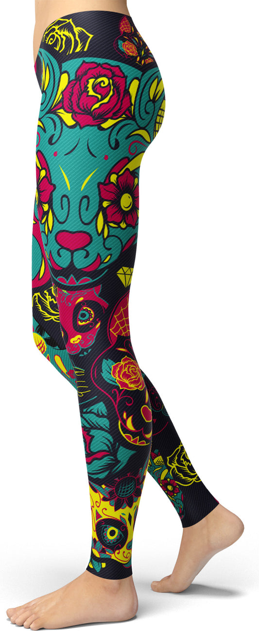 Cat Sugar Skull Leggings