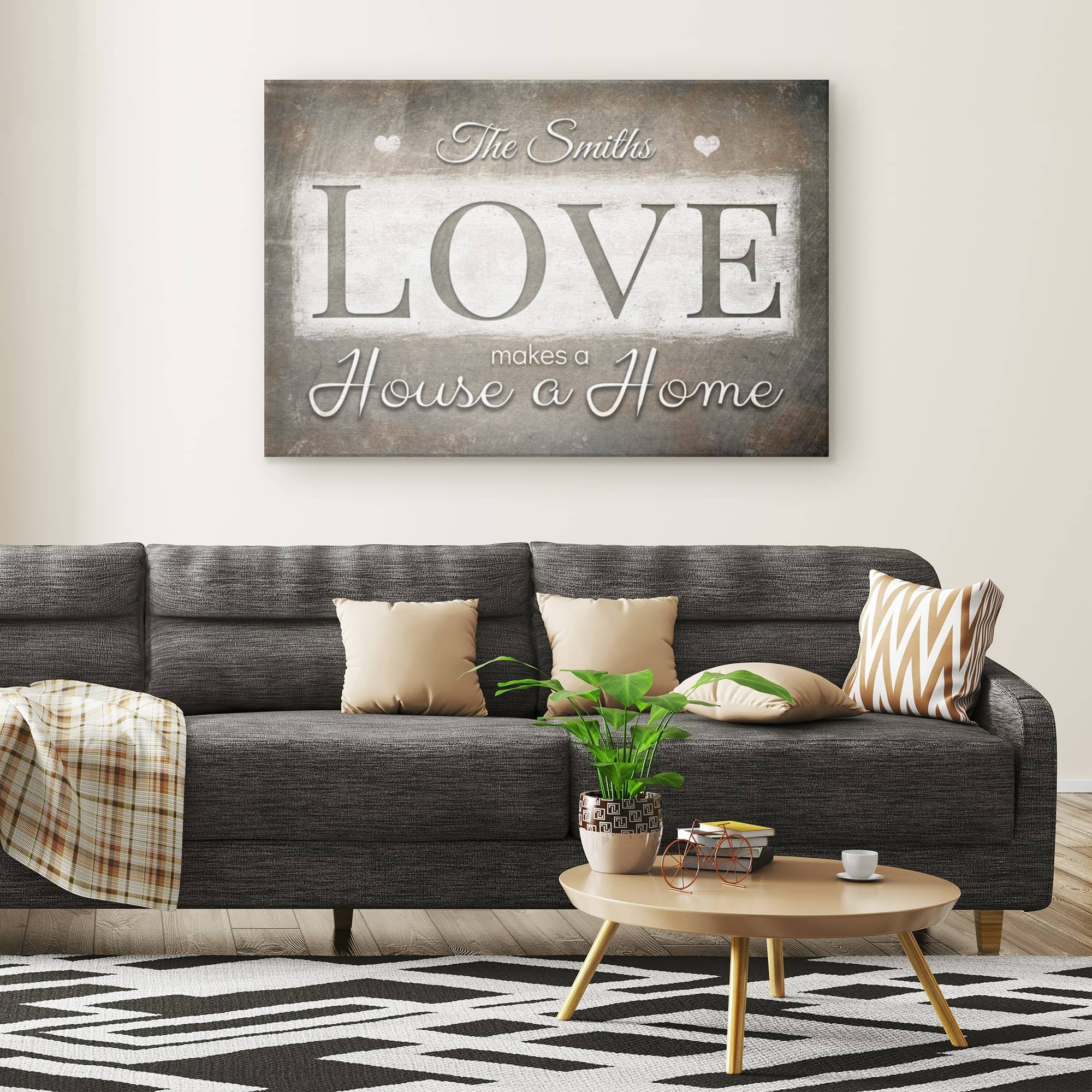 Personalized "Love Makes A House A Home" Premium Canvas v2 Wall Art