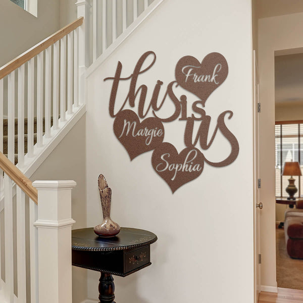 interior decor metal art - custom metal sign - this is us with family member names - GearDen