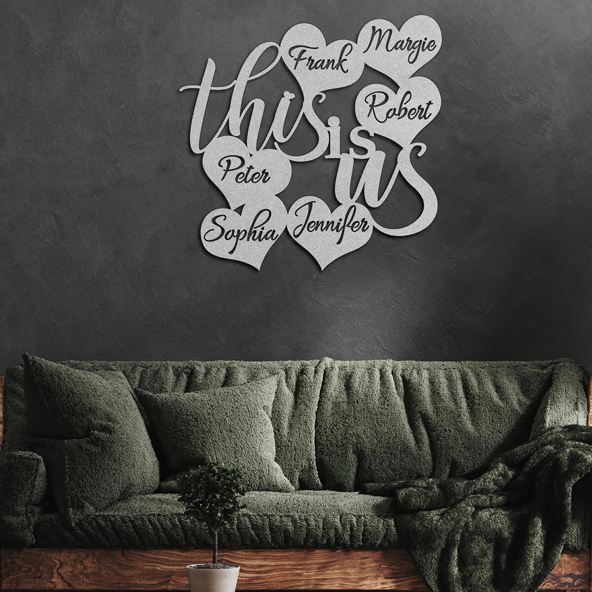 Personalized "This is us" Hearts Custom Metal Sign