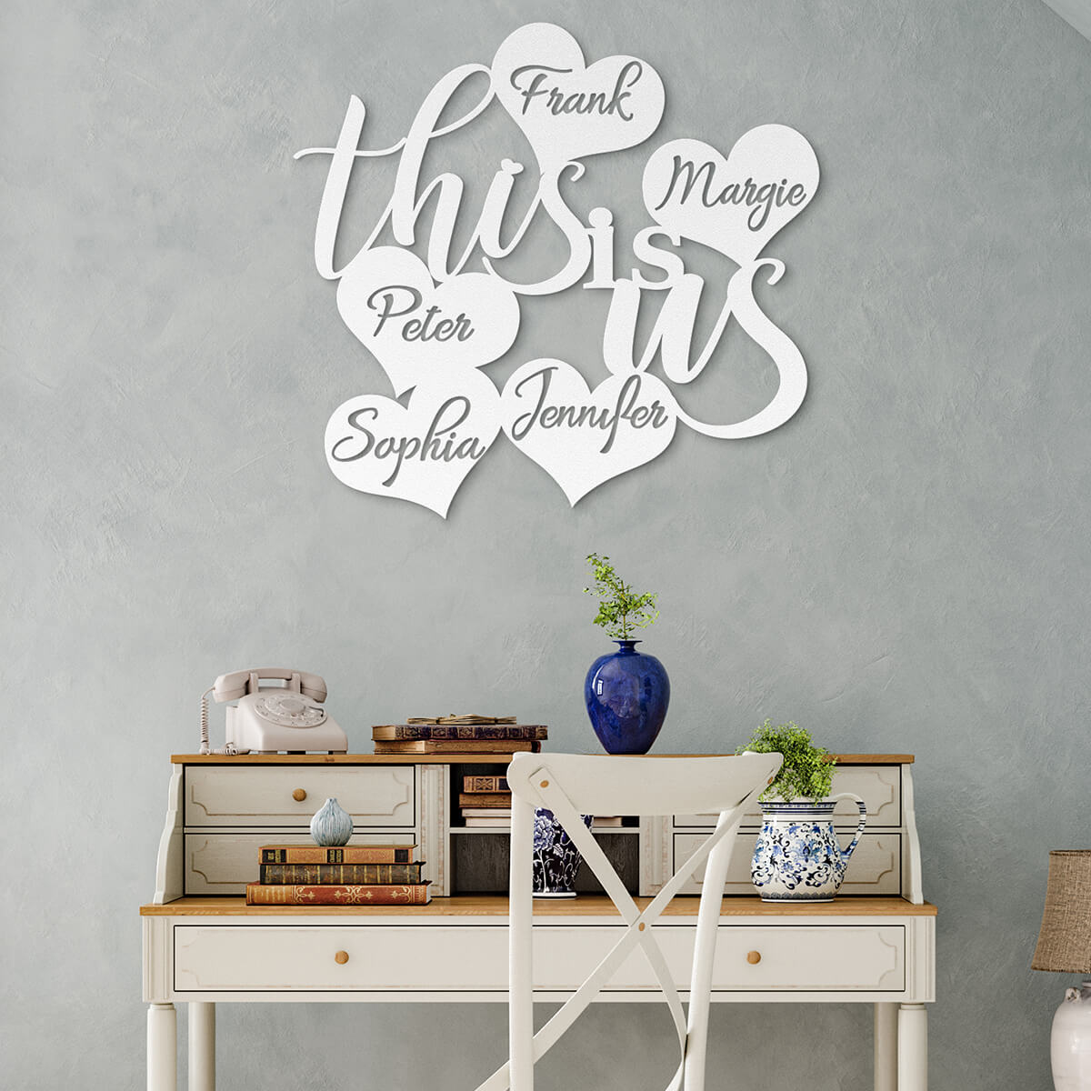 Personalized "This is us" Hearts Custom Metal Sign