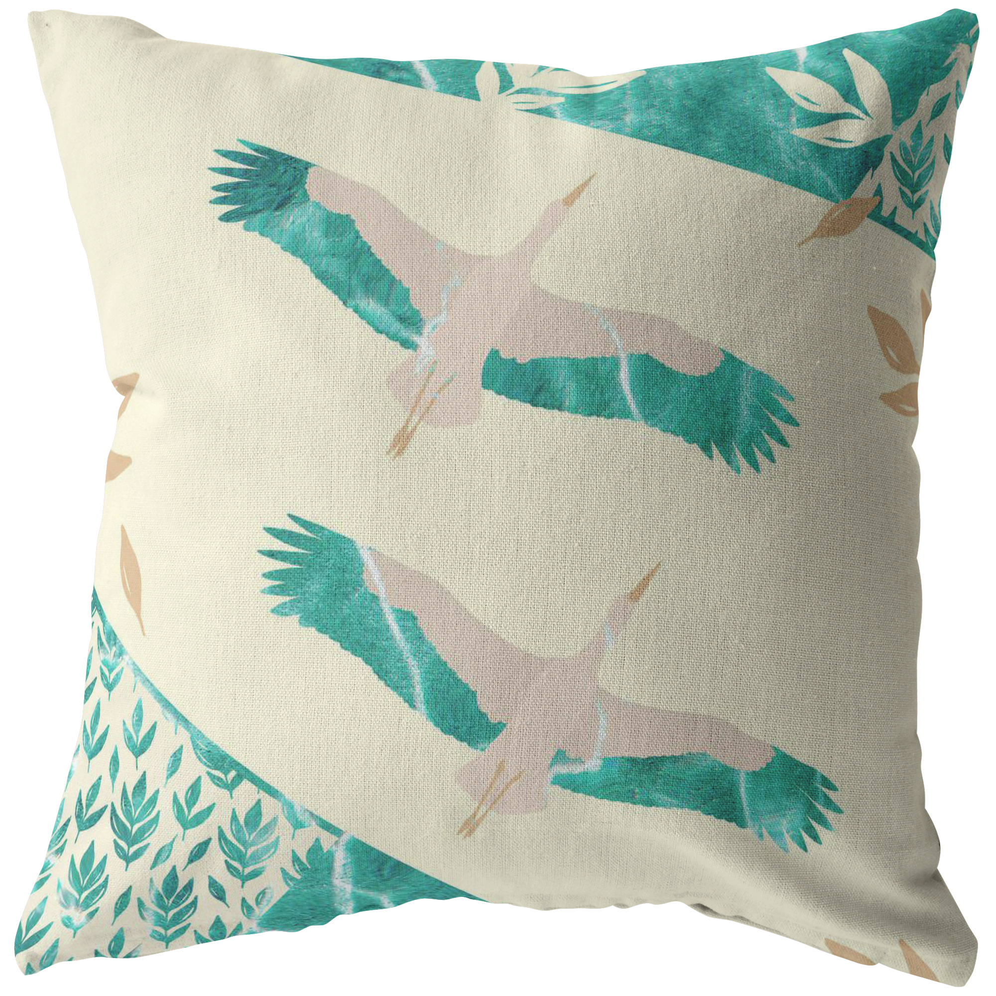 Flying Bird Couple Floral Design Pillow