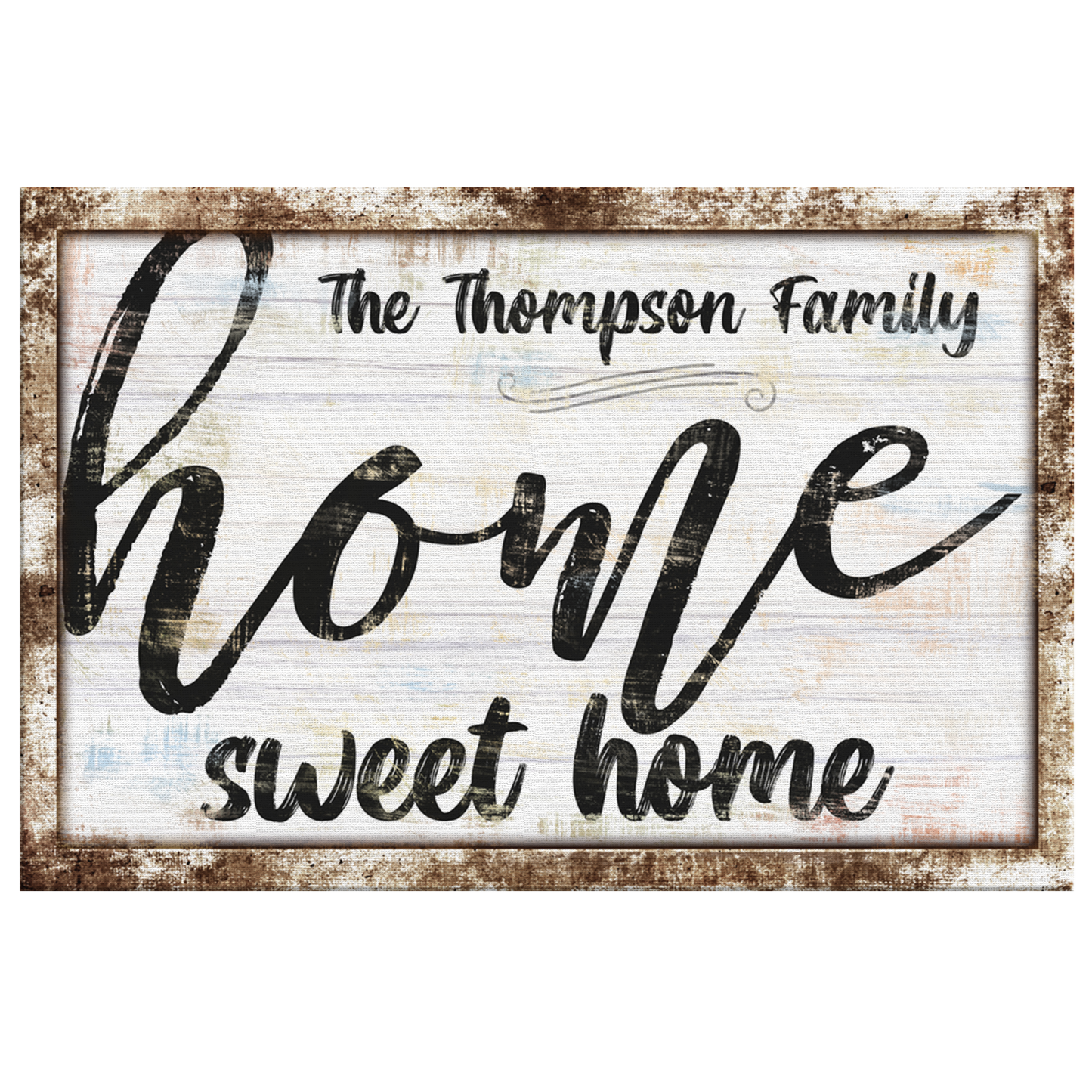 Personalized Family "Home Sweet Home" Rustic Premium Canvas