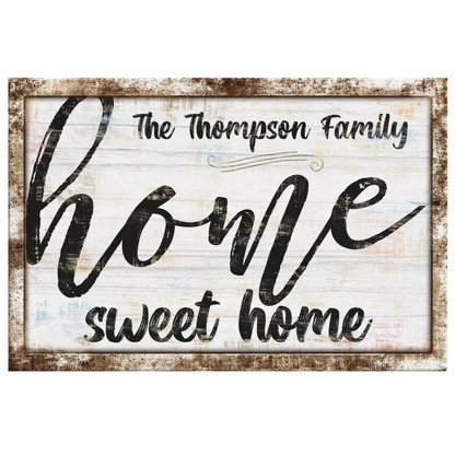 Personalized Family "Home Sweet Home" Rustic Premium Canvas