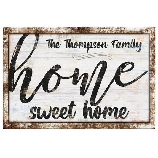 Personalized Family "Home Sweet Home" Rustic Premium Canvas