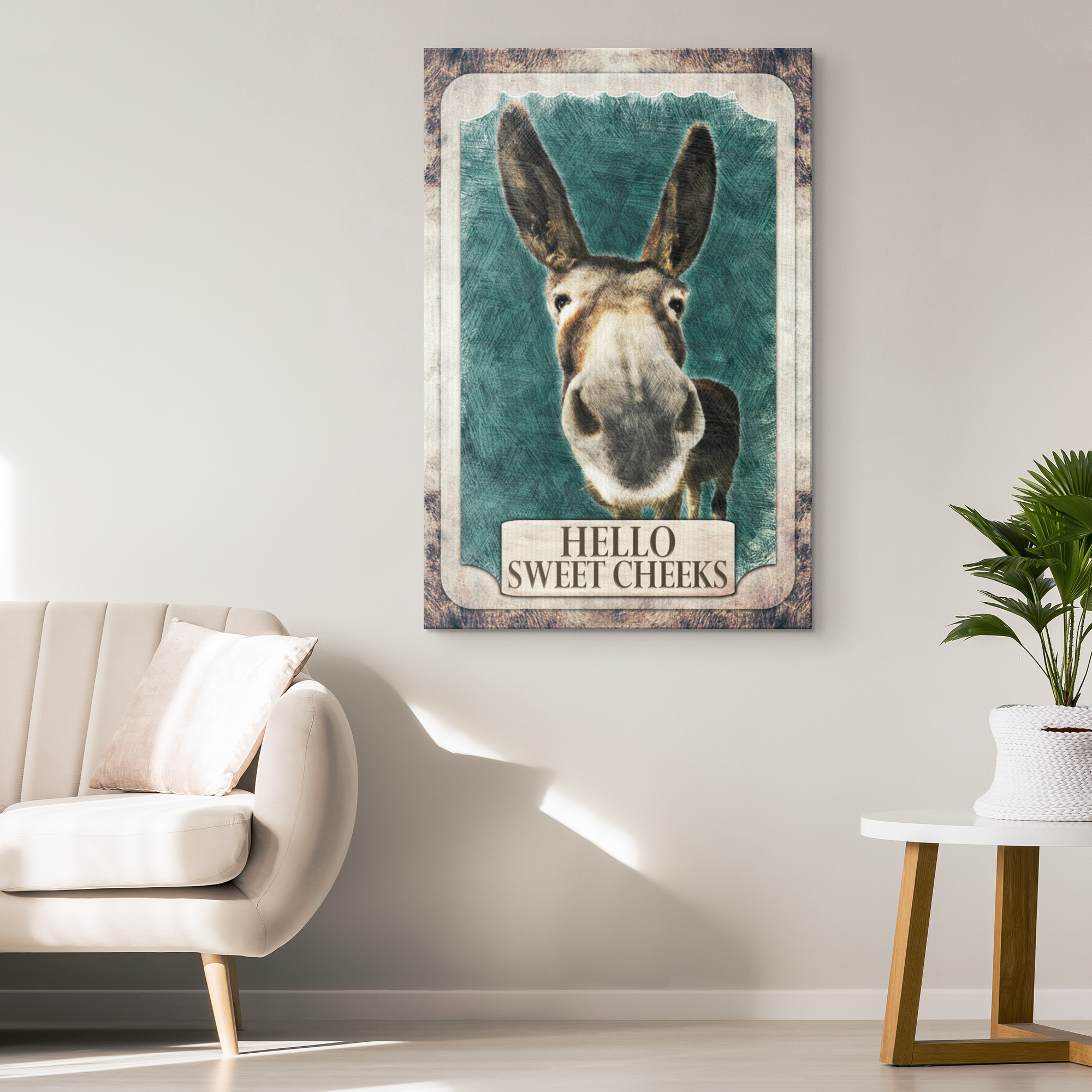 Targa In Metallo Vintage 20x30 Cm - Asinello Con Scritta "Why Hello Sweet Cheeks"