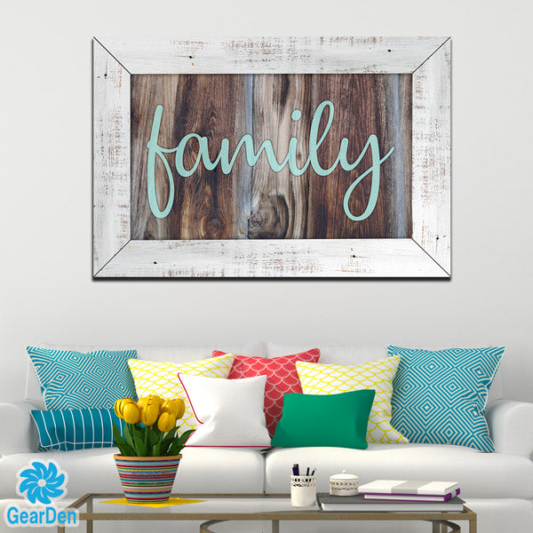 "Family Framed On Wood" Premium Canvas