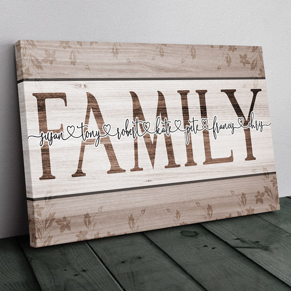 Personalized "Family Names- Joined by Love" Premium Canvas