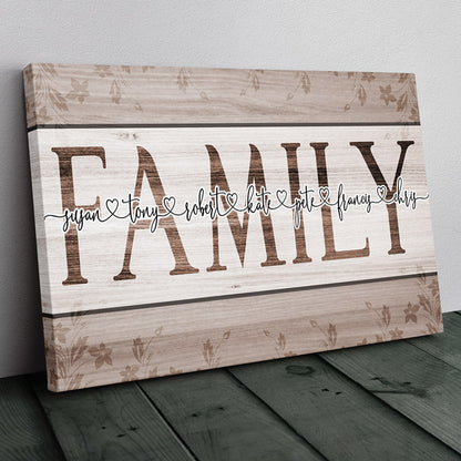 Personalized "Family Names- Joined by Love" Premium Canvas