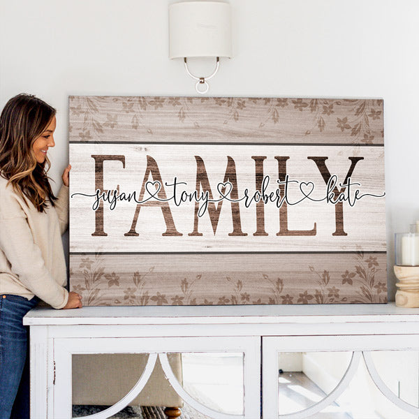 Personalized "Names Of Family" Premium Canvas Wall Art