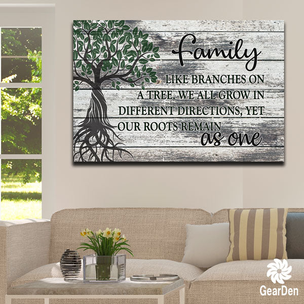 "Family Tree - Roots As One" Premium Canvas wall sign