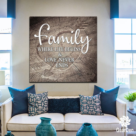 family - Where Life Begins & Love Never Ends canvas