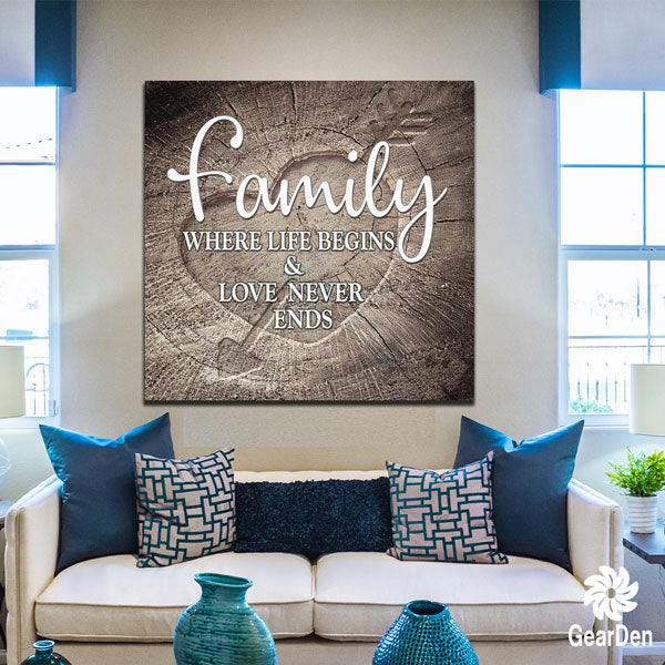 "Family - Where Life Begins.." Premium Canvas