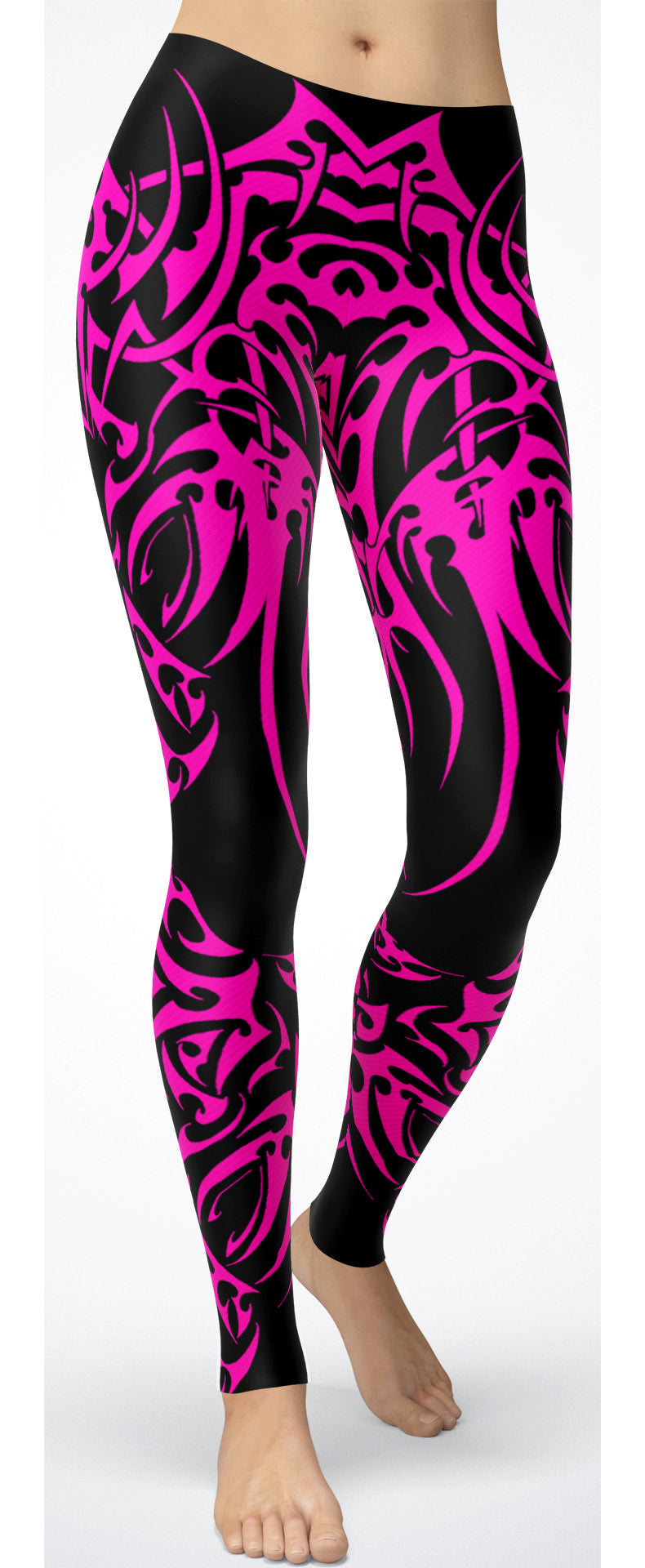 Pink Tribal Tattoo-Pattern Leggings