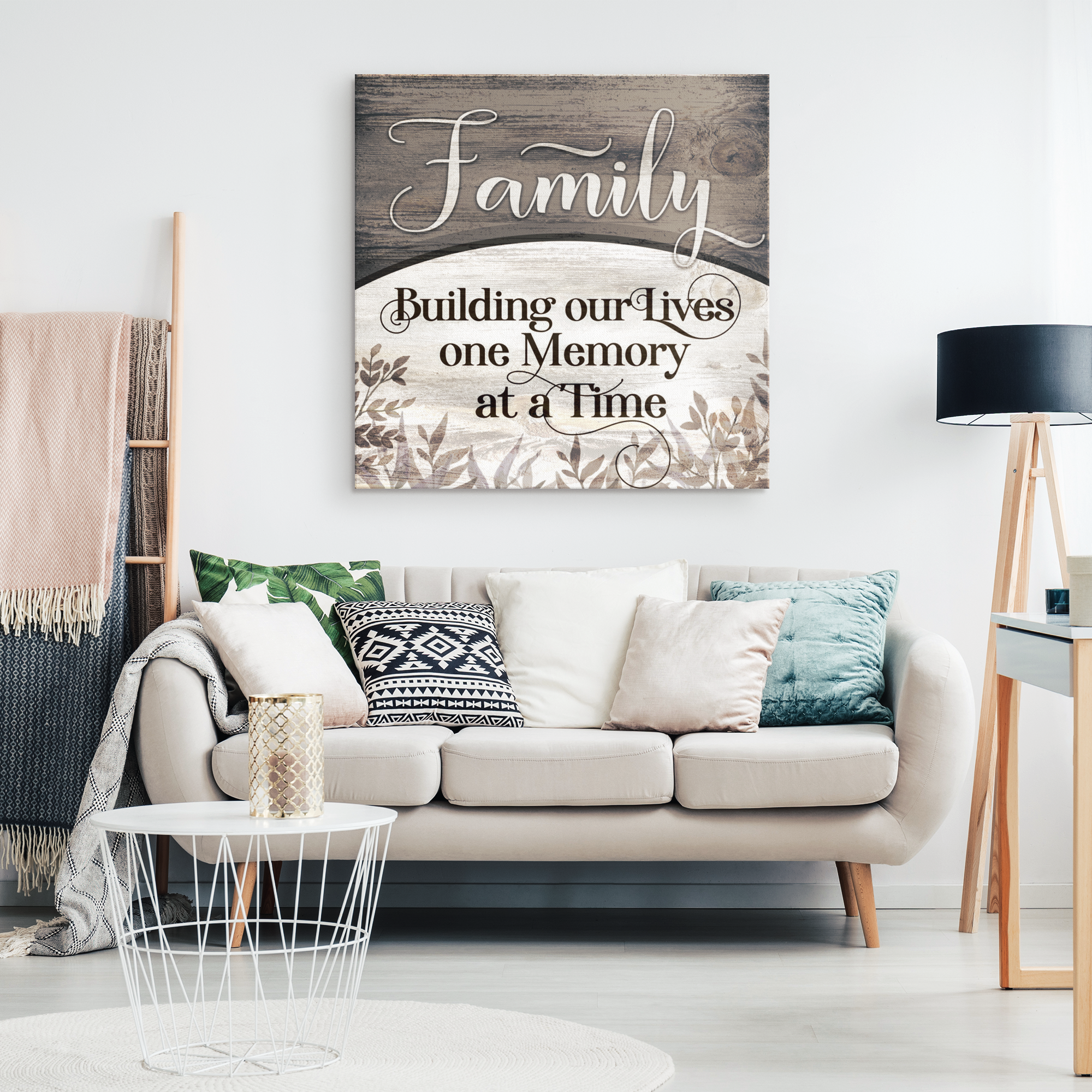 "Family - Building Our Lives One Memory At A Time" Premium Canvas