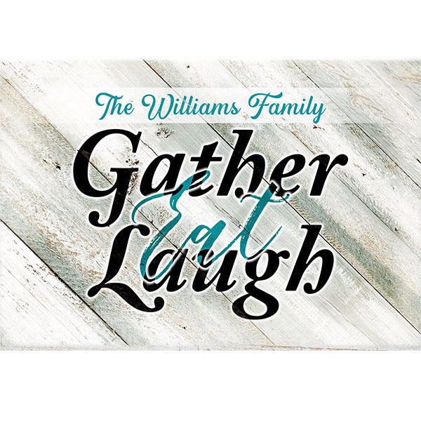 Personalized "Gather, Eat, Laugh" Premium Canvas