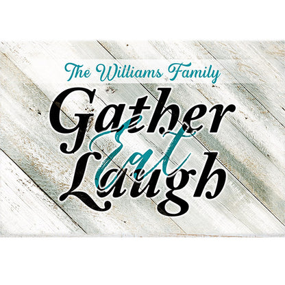Personalized "Gather, Eat, Laugh" Premium Canvas