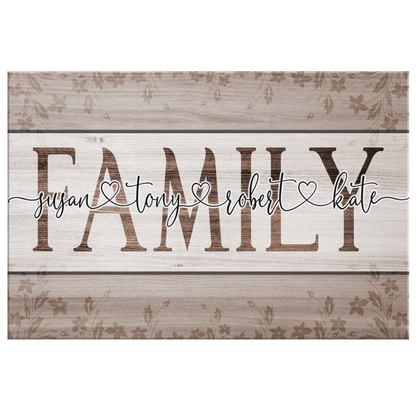 Personalized "Family Names- Joined by Love" Premium Canvas