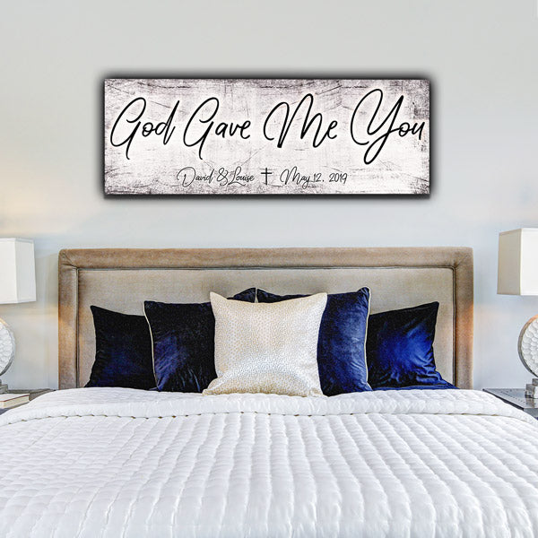 Personalized "God Gave Me You" Premium Panoramic Canvas Wall Art