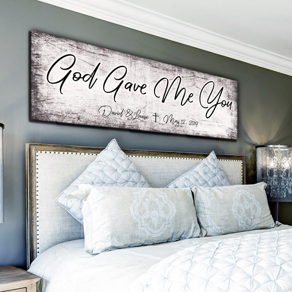 Personalized "God Gave Me You" Premium Panoramic Canvas Wall Art