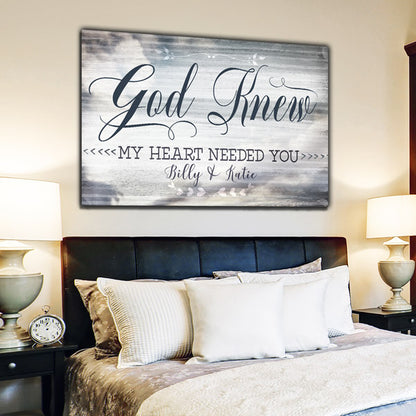 Personalized "God Knew My Heart Needed You" Premium Canvas Wall Art