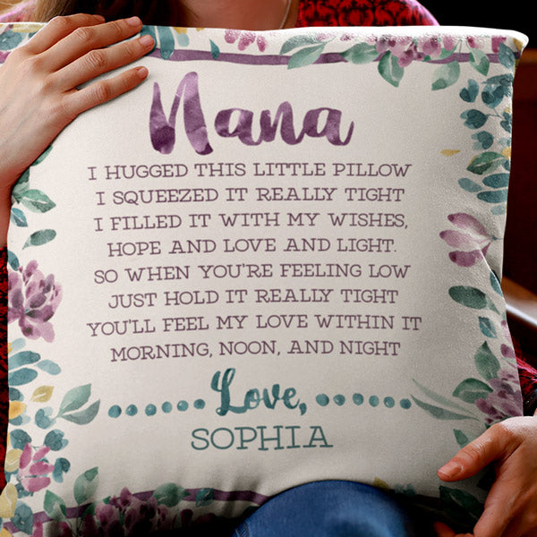 Personalized From Grandkids "We Hugged this Little Pillow" Quote