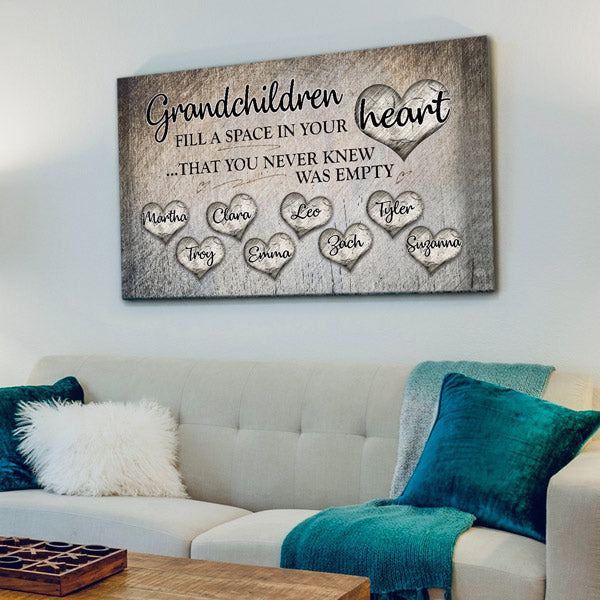 Personalized "Grandchildren Fill A Space In Your Heart" Premium Canvas Wall Art