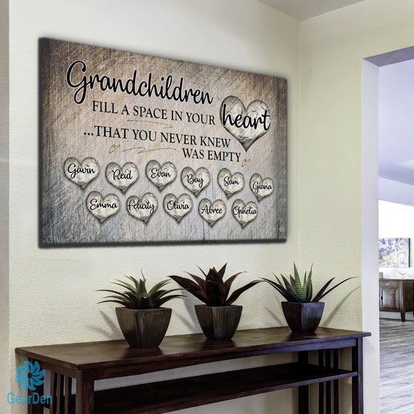 Personalized "Grandchildren Fill A Space In Your Heart" Premium Canvas