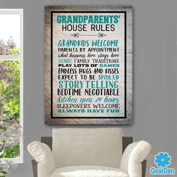 "Grandparent's House Rules" Premium Canvas
