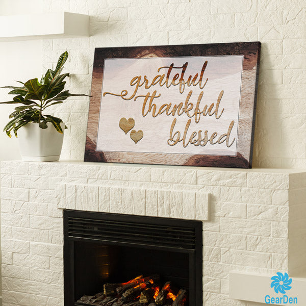"Grateful, Thankful, Blessed" Premium Canvas