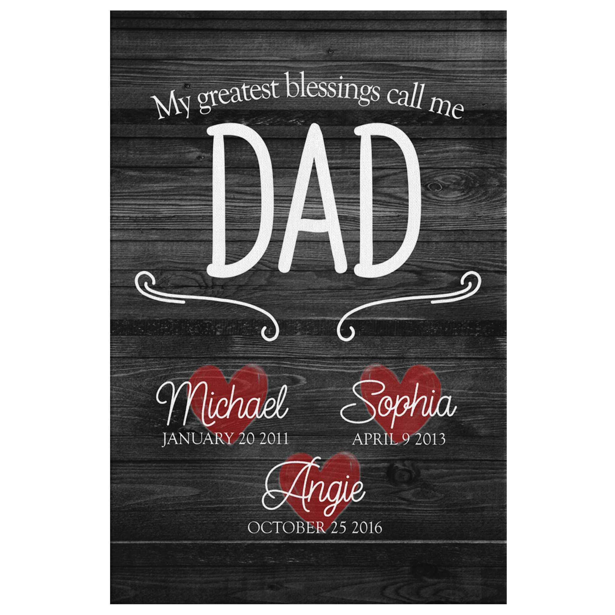 Personalized "My Greatest Blessings Call Me Dad" Premium Canvas Wall Art