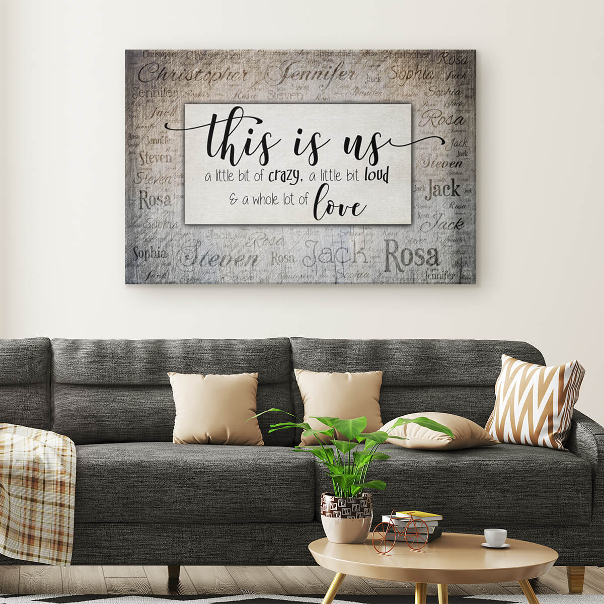 Personalized "This Is Us" With Names on Background Premium Canvas