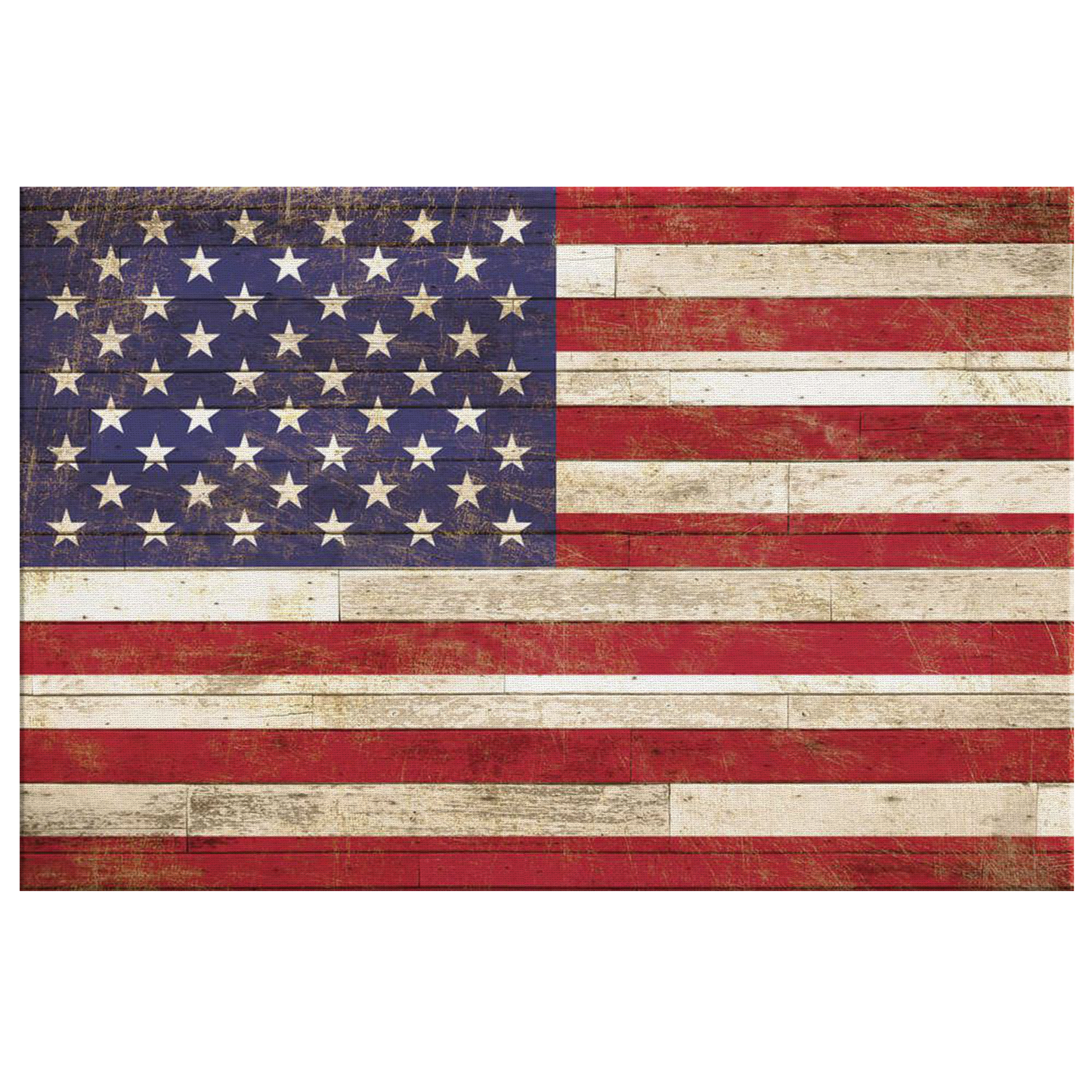 "American Flag On Wood Style" Rustic Premium Canvas