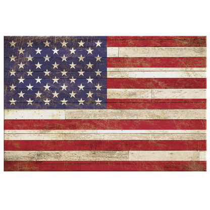 "American Flag On Wood Style" Rustic Premium Canvas