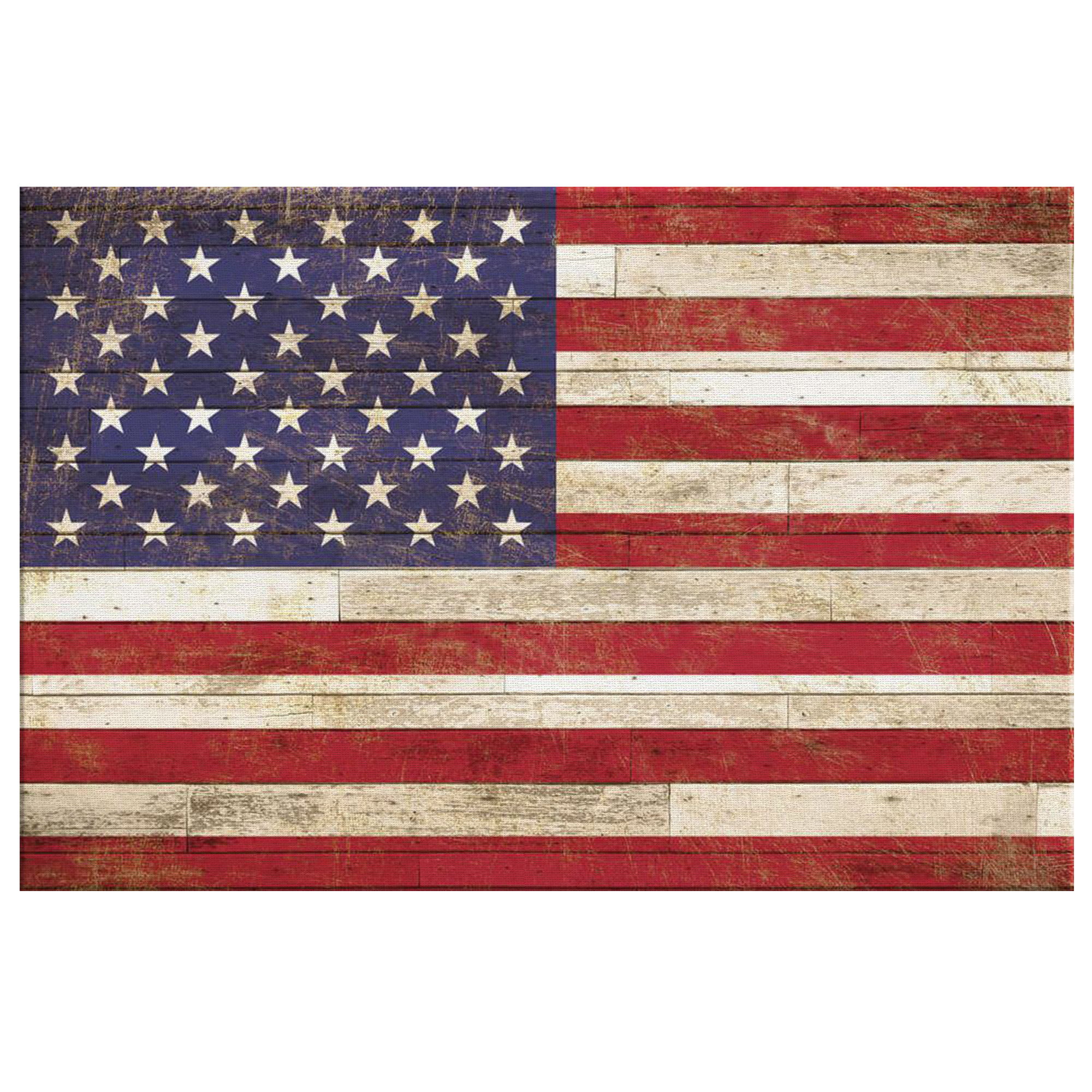 "American Flag On Wood" Rustic Premium Canvas