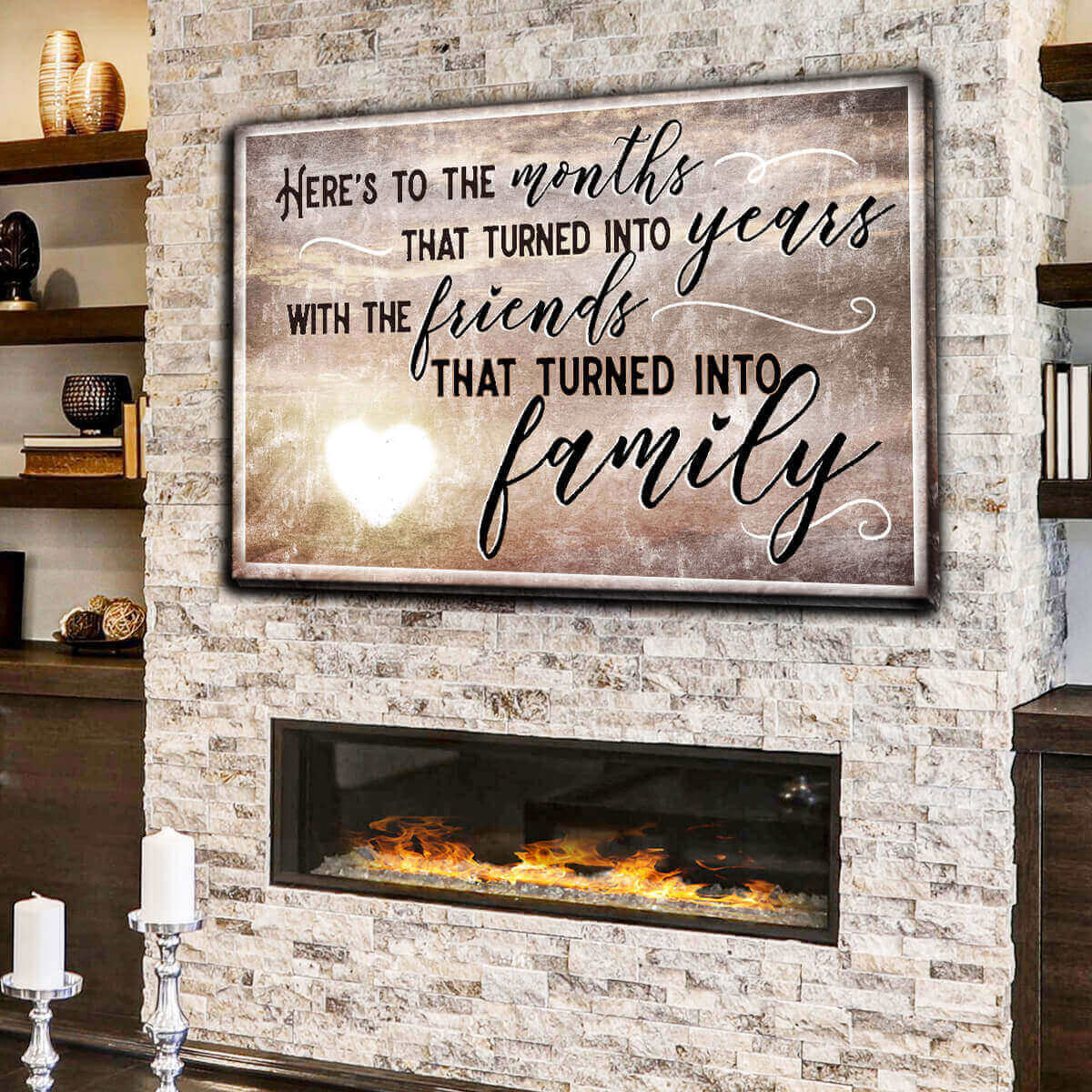"Here's To Friends Turned Into Family" Premium Canvas Wall Art