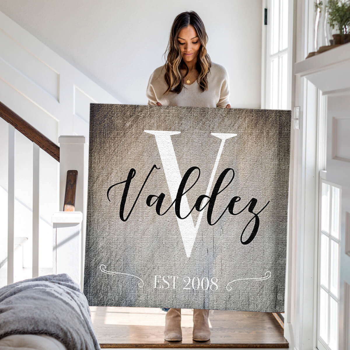 Personalized &quot;Family Name&quot; Color-Choice Premium Canvas