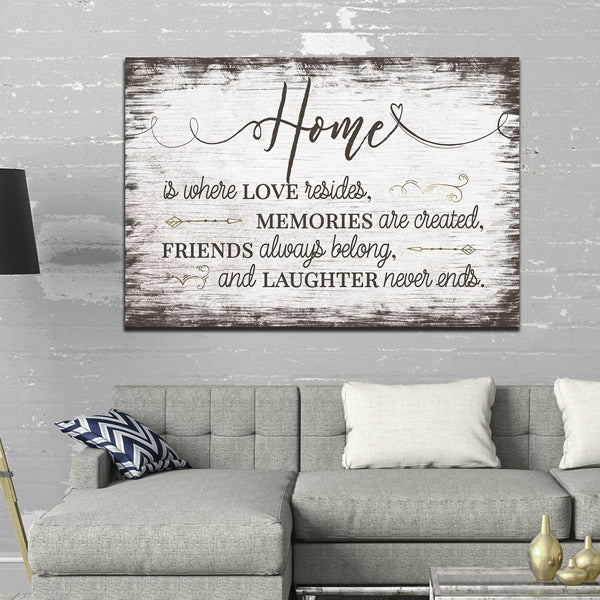 "Home Is Where Love Resides" Premium Canvas Wall Art