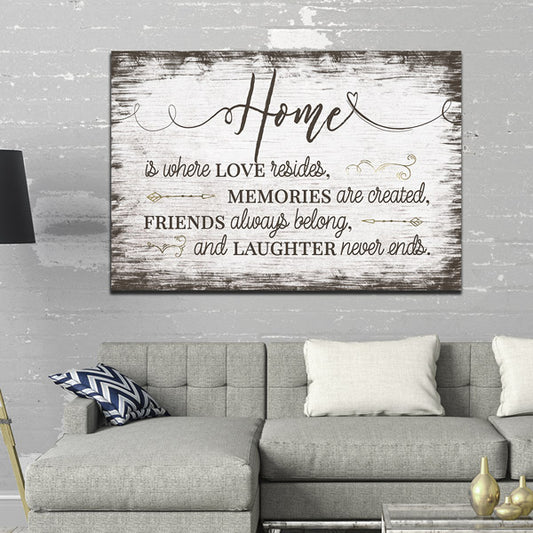 "Home Is Where Love Resides" Premium Canvas Wall Art