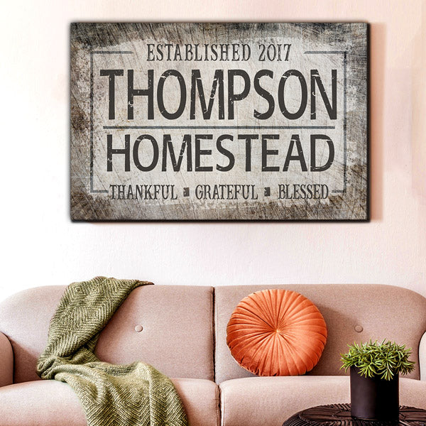Personalized "Homestead: Thankful, Grateful, Blessed" Premium Canvas Wall Art