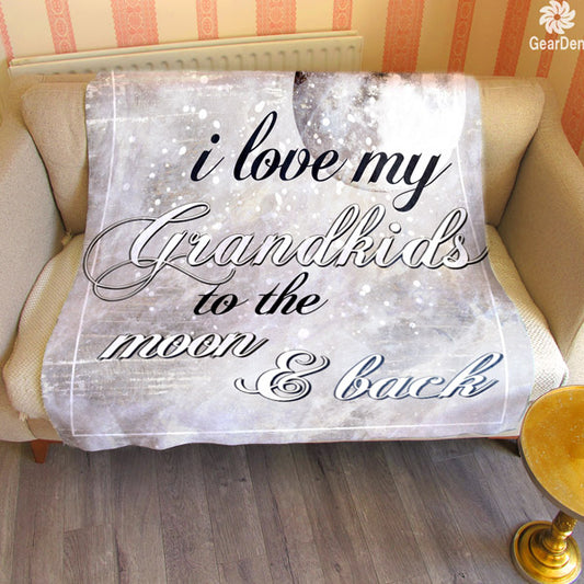 "I Love My Grandkids To The Moon And Back" Premium Fleece Blanket