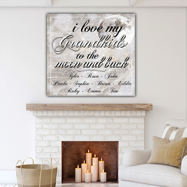 Personalized "I Love My Grandkids To The Moon And Back" Premium Canvas